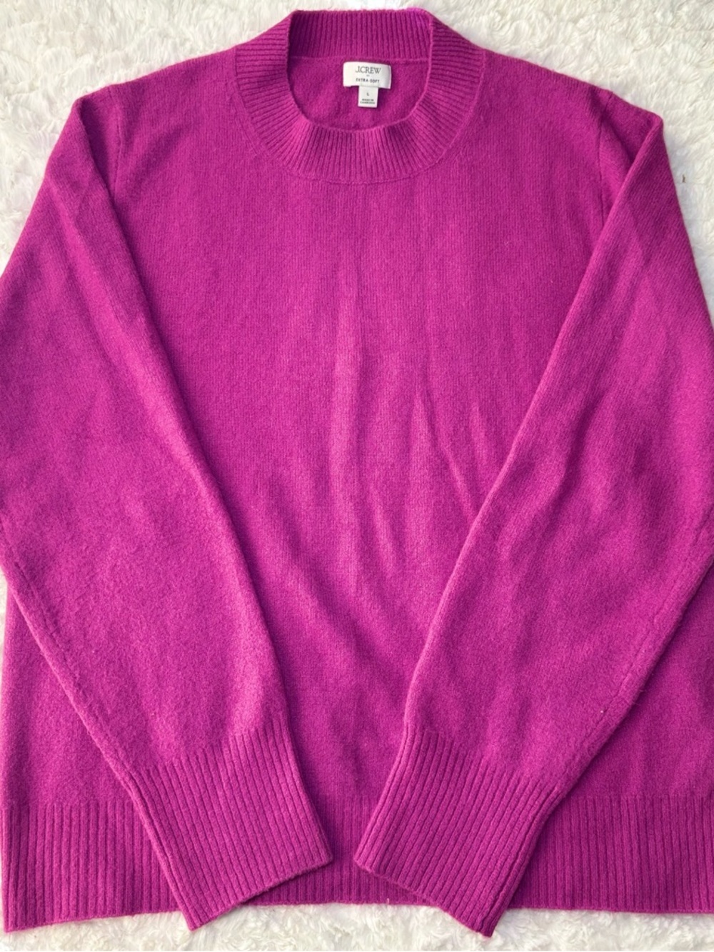 J. Crew Women's Crewneck Sweater in Vibrant Fuchsia Pink